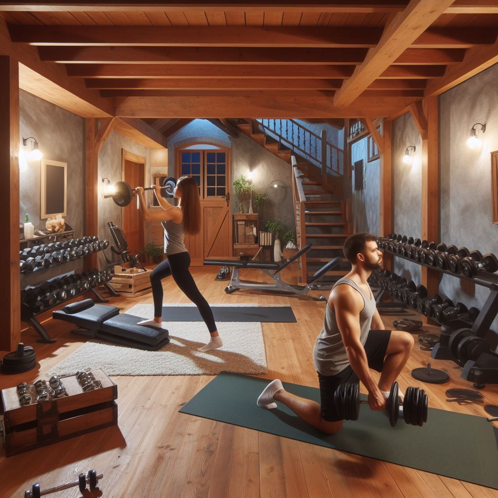 A basement gym provides a convenient and private space for fitness enthusiasts