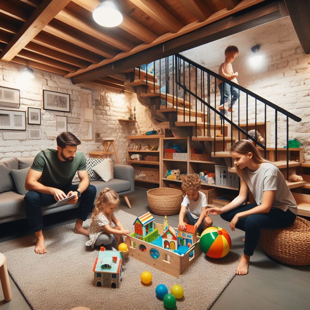 A basement playroom can offer a safe and creative space for children to play and learn