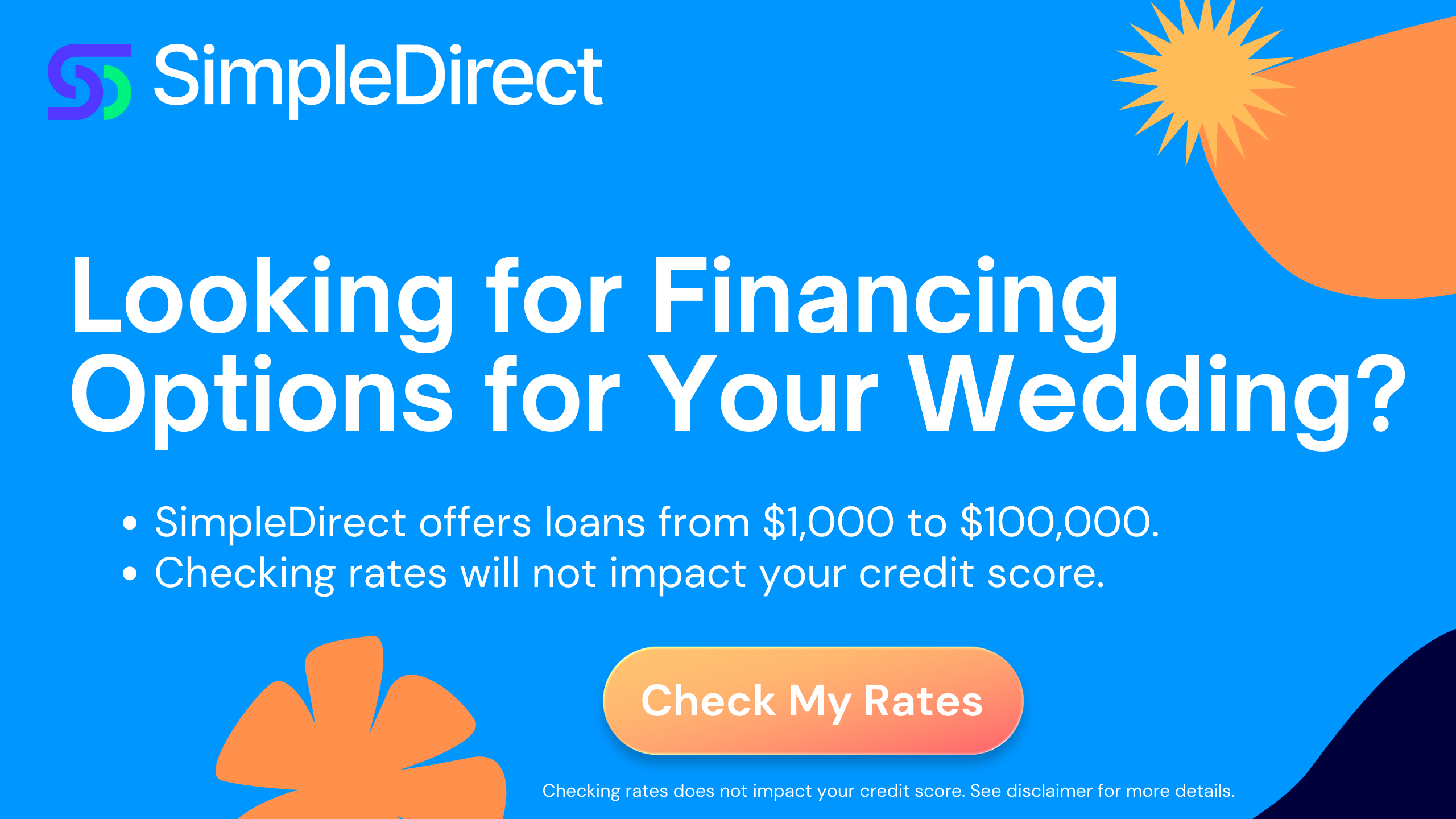 SimpleDirect can provide flexibile financing options for your wedding.